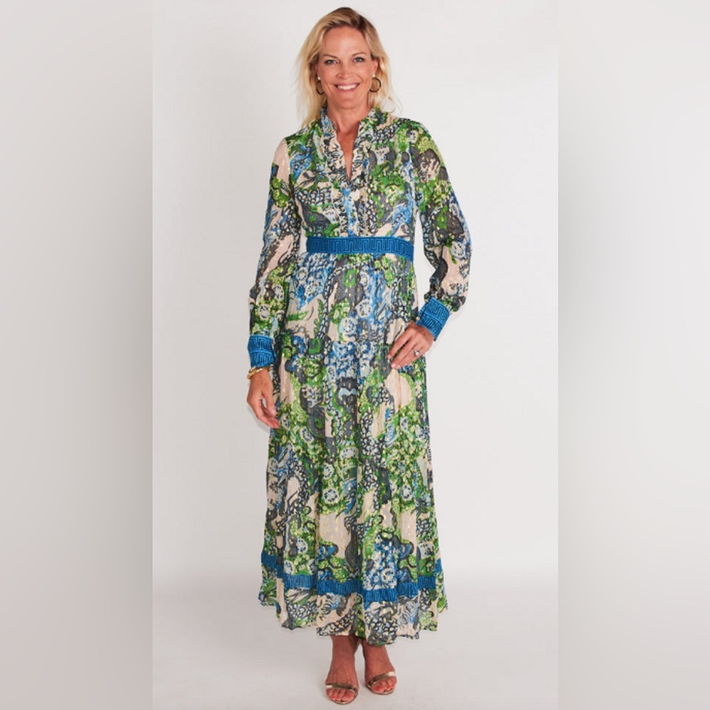 NWT- CK Bradley- Annabelle Maxi - Dragon Green/Gold
